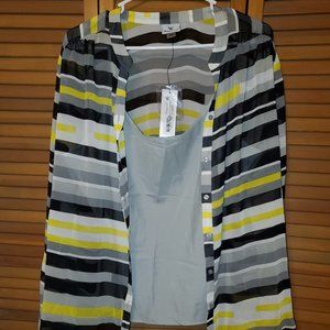 Sheer striped blouse with matching camisole